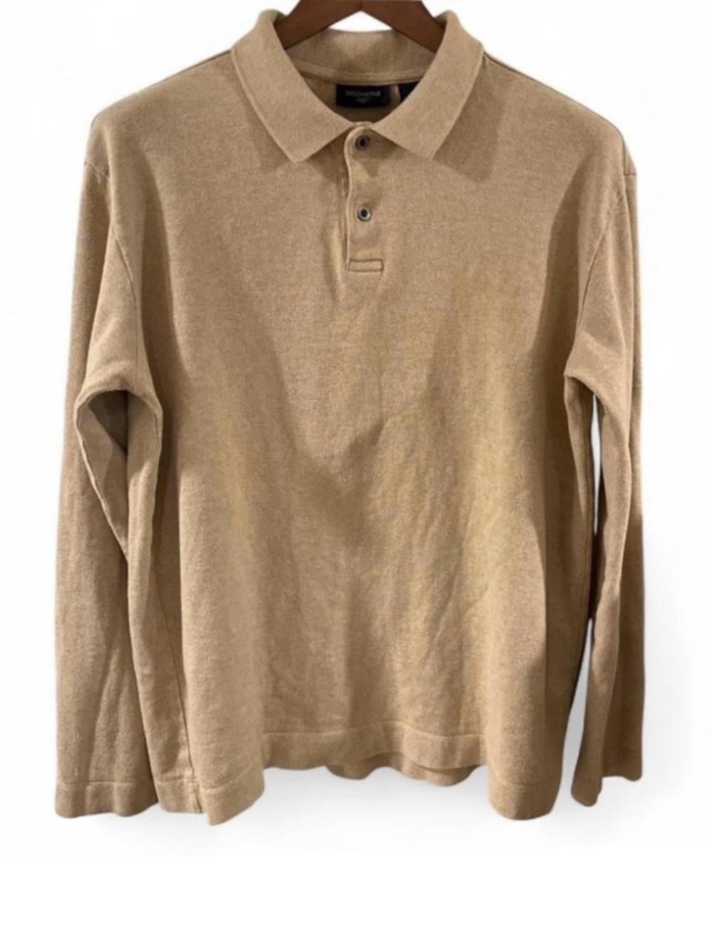 Dockers Beige Long Sleeve Polo Shirt Size Men’s Large